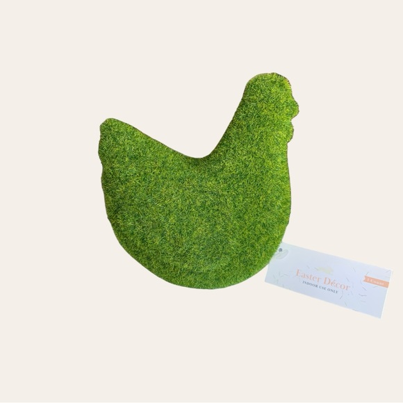 Faux Flocked Green Moss Hen Chicken Farmhouse Figurine Set of 3 - Picture 7 of 9